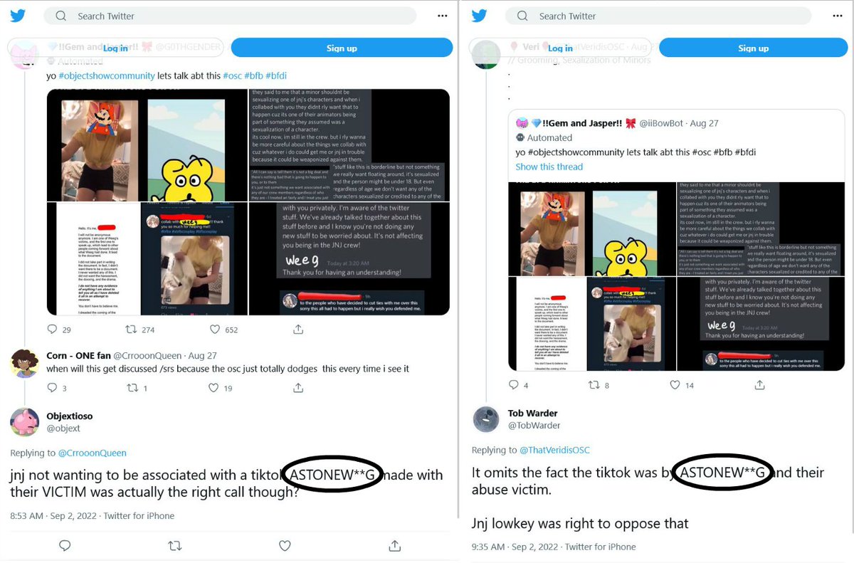 insanepizzer's tweet photo. Two other accounts would also be active during the AStoneWeeg controversy, @/objext and @/TobWarder. All three of these accounts made very similar tweets, sent the same images, and even share the same typing patterns. https://t.co/86013rpBNc