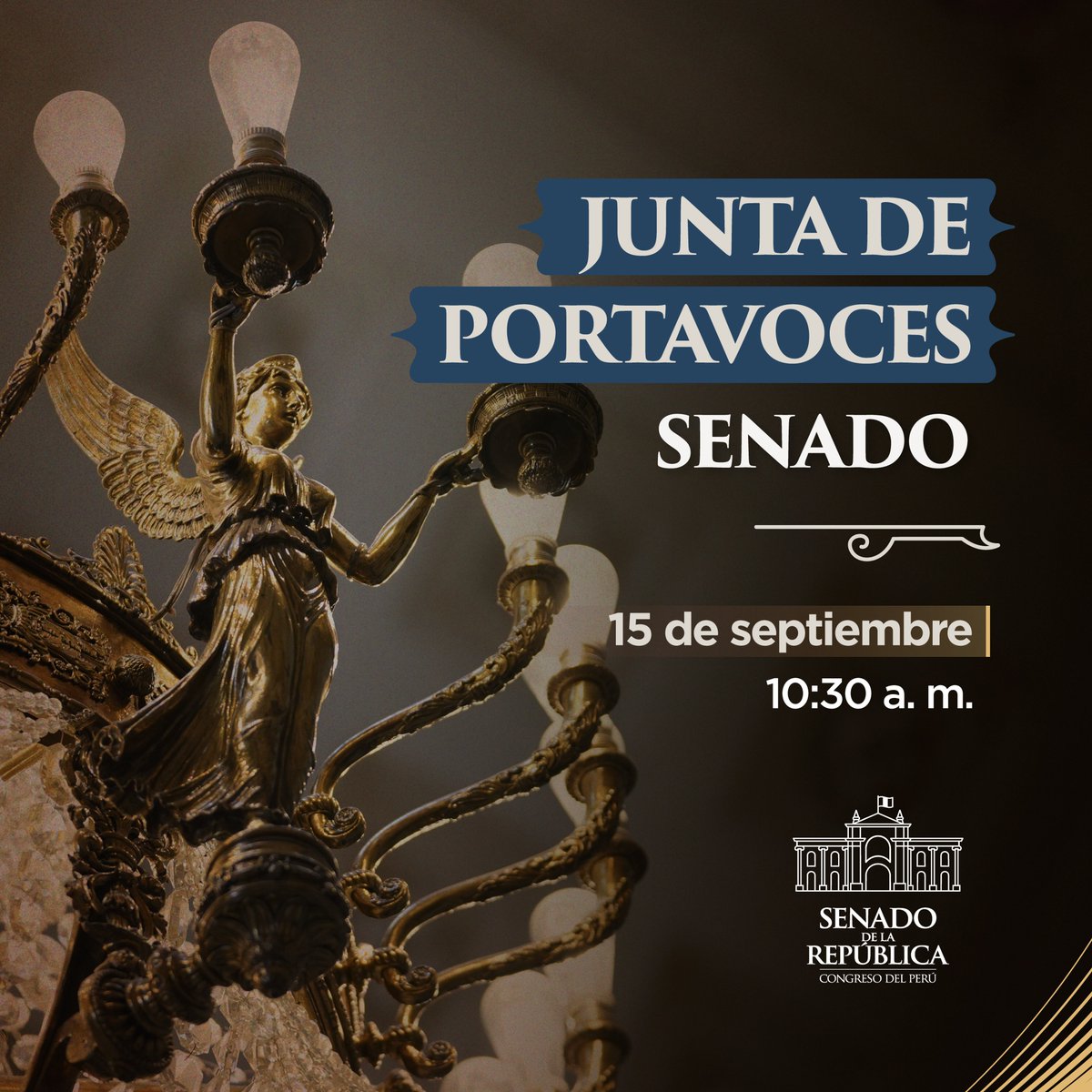 congresoperu's tweet photo. #SenadoInforma | Este martes 15 de septiembre, la Junta de Portavoces del Senado de la República sesionará desde las 10:30 a. m. https://t.co/TPrPcr8pHL