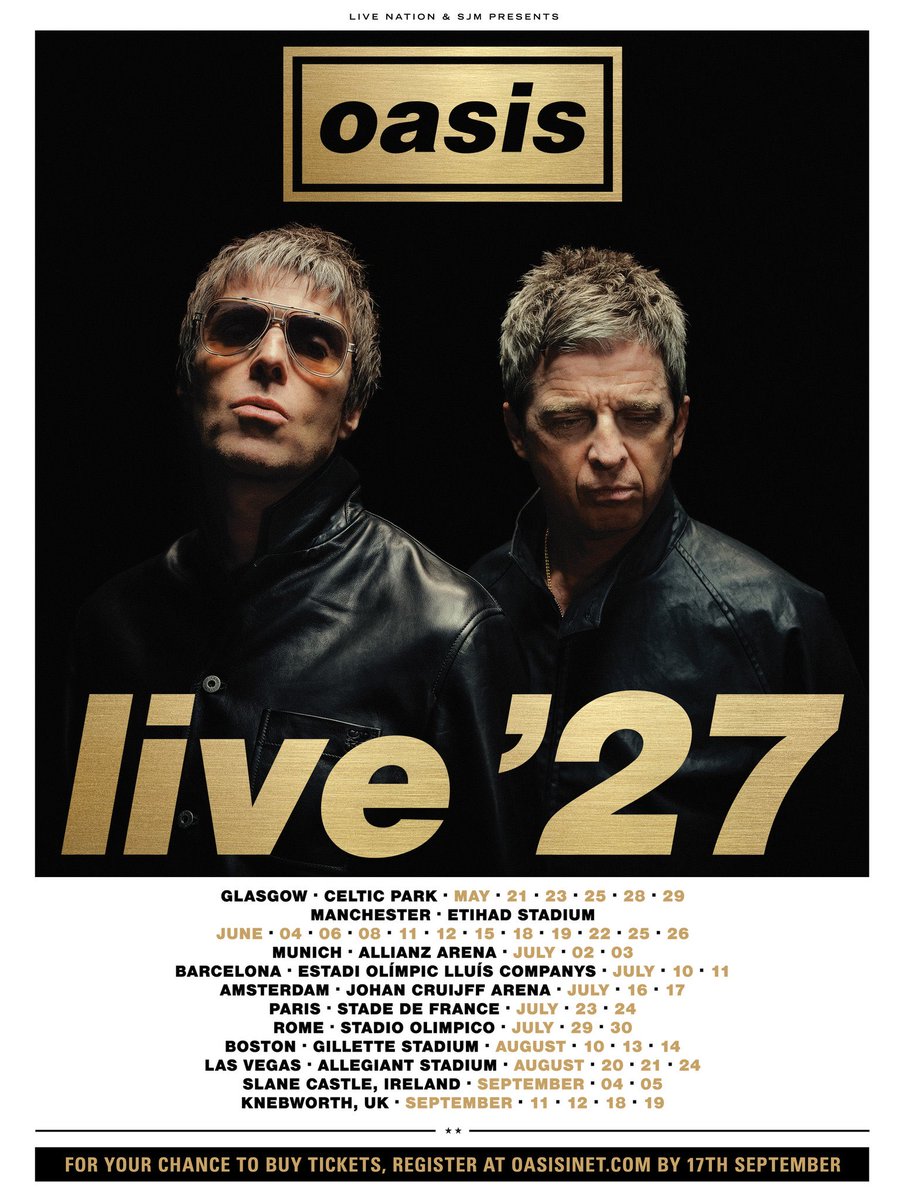 concertleaks's tweet photo. Oasis’ 2027 tour has been announced! https://t.co/f2N3QICzqf