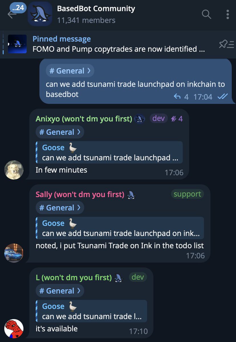 GooseXBT's tweet photo. the legends added a new launchpad on inkchain within minutes of my request.

who else ships like these lot at @BasedBot ??? https://t.co/ylPKuICezF