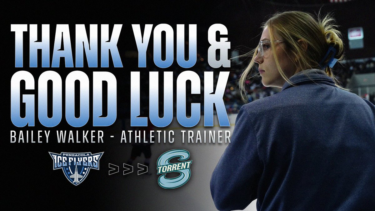 PcolaIceFlyers's tweet photo. Thank you & good luck to our Athletic Trainer, Bailey Walker, as she accepts a new opportunity with the PWHL’s Seattle Torrent! 🌊

After two incredible seasons with the Ice Flyers, we’re grateful for everything Bailey has brought to our organization and our players. We couldn’t be prouder to see her take the next step in her career!

Best of luck in Seattle, Bailey! Pensacola will be cheering you on!

#FlyAsOne

Read More: https://t.co/uiE9QmOv6z