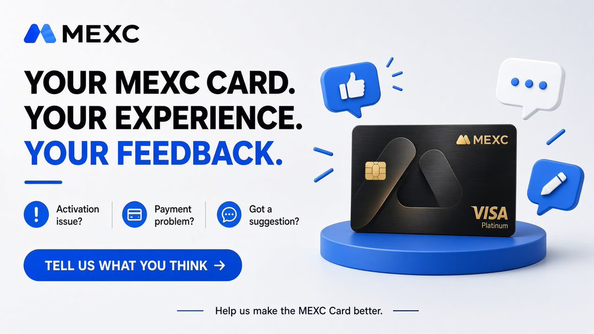 MEXC_AfricaBU's tweet photo. Got the MEXC Card?
We want to hear from you.

What was your biggest challenge activating or using it? Or what would you like us to improve?

Share your feedback and help us build a better MEXC Card. 

Feedback Form: https://t.co/NK9YeecNmp

$50 giveaway 
Rt this post and tag 3 people.