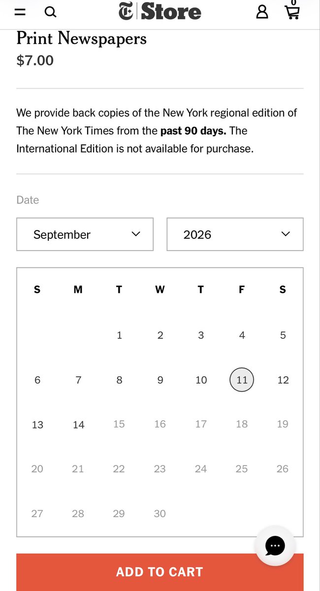 StorrieHQ_'s tweet photo. Welp, looks like the Sept. 13 NYT is sold out 😭 meanwhile I can still buy the ones from previous days. https://t.co/b5C9gXlJ9y