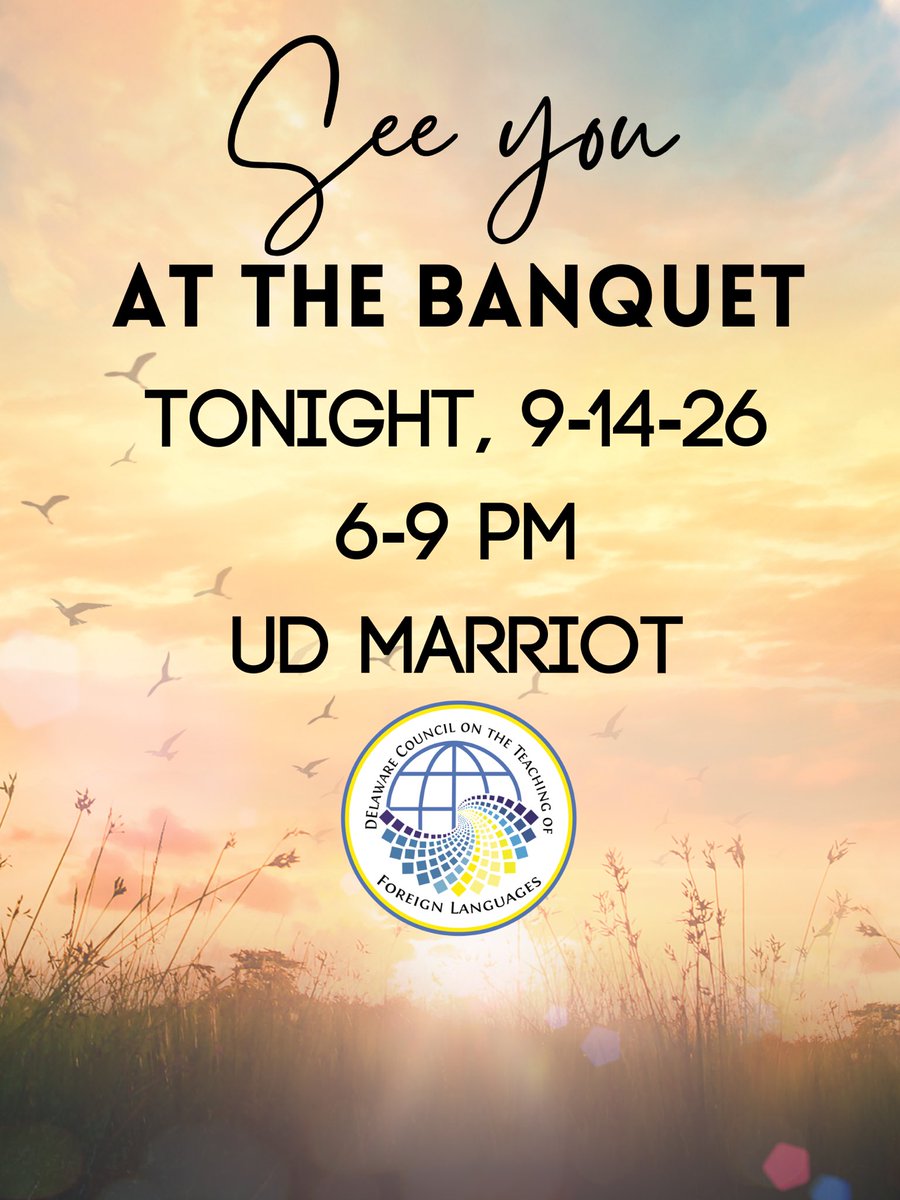 DECTFL's tweet photo. We’re looking forward to seeing you at tonight’s awards banquet! We will be recognizing our teacher of the year, naming our friend of language and celebrating together!

6-9 pm at the UD campus Marriott https://t.co/t2WMCstoEQ
