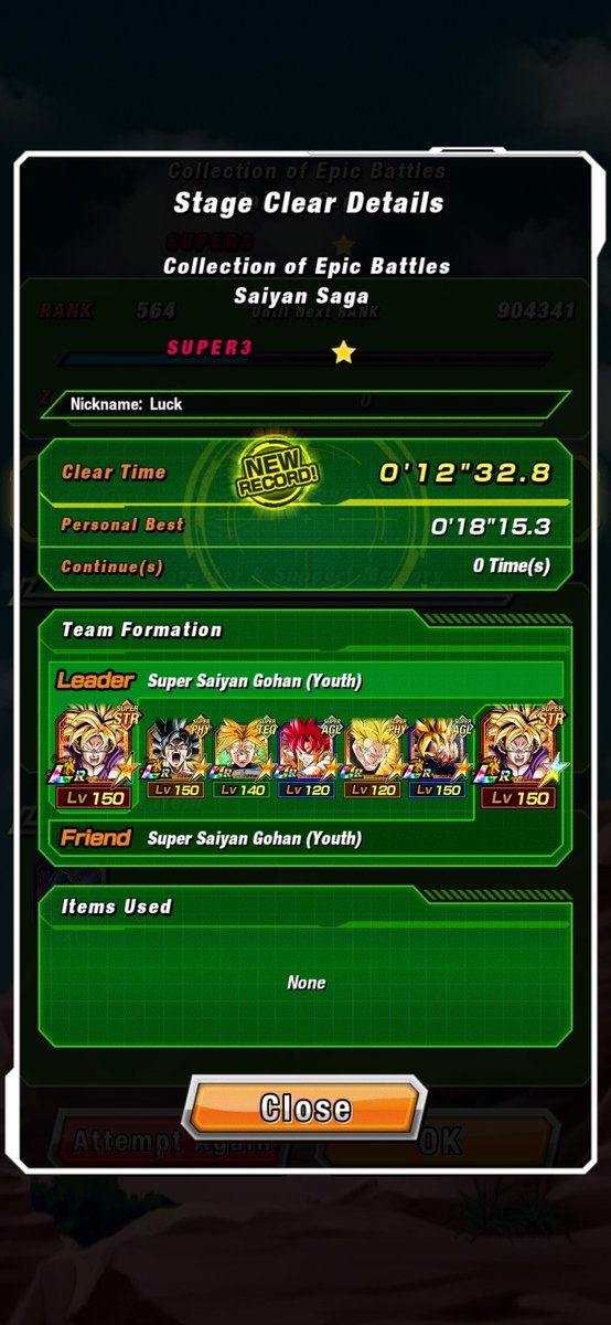 1so7uck's tweet photo. Took me like 5 tries cus of bad rng but still cleared it nonetheless, gohan is prob the weakest out the 4 but I wish his 20% DR was for the whole turn https://t.co/uCbn0eFzMw