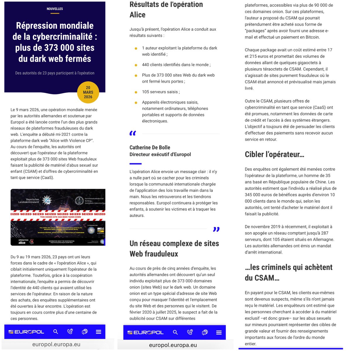 111a12io's tweet photo. SAMUEL HASSINE a été repéré dans le cadre de « l’Opération Alice » lors d’un coup de filet mondial visant la plateforme Alice with Violence CP – réseau exploitant plus de 373'000 domaines oignon frauduleux sur le #darkweb.
🔎 #SamuelHassine #Europol #OPAlice #AliceWithViolenceCP https://t.co/uGQcYlmXl8