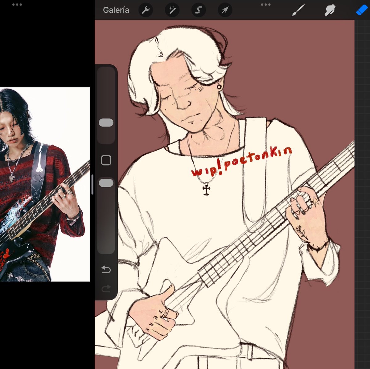 poetonkinart's tweet photo. do you like my jean bassist from a rock band? #jeanmoreau #aftg 🎸⭐️😝 #wip ‼️ https://t.co/iX8an69WZw