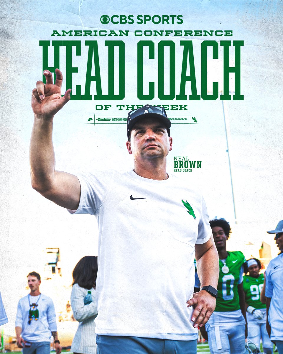 MeanGreenFB's tweet photo. CBS Sports @AmericanConf Coaches of the Week!

@Coach_NealBrown ➡️ Head Coach of the Week

@CoachPowledge ➡️ Coordinator of the Week

#GMG🦅 https://t.co/8iDOn9JeB7