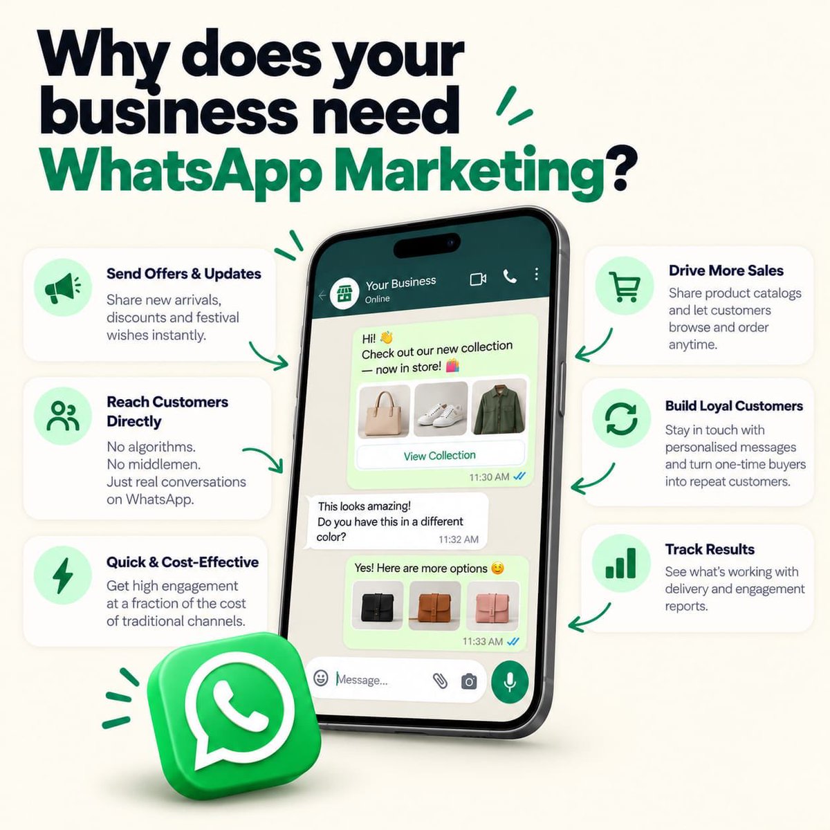chattybao's tweet photo. WhatsApp sirf chatting ke liye nahi hai, business ke liye bhi powerful marketing channel hai.💬📈

New offers share karne ho, customers tak directly reach karna ho, products showcase karne ho, ya repeat customers build karne ho — WhatsApp can help you stay connected with the people who matter most. 

Ready to make WhatsApp a part of your business growth?
 
Explore your own store today- https://t.co/fuIUAZE2NX