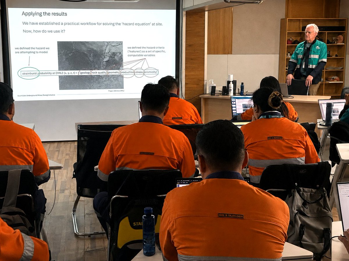 MiraGeoscience's tweet photo. Last month, our President John McGaughey returned to Oyu Tolgoi Mine in #Mongolia through the #SGUMMI program, delivering training on cave hazard risk management and #ML applications in hazard identification. Here are a few moments from the training. Grateful for the opportunity! https://t.co/FHYCq6RHKW