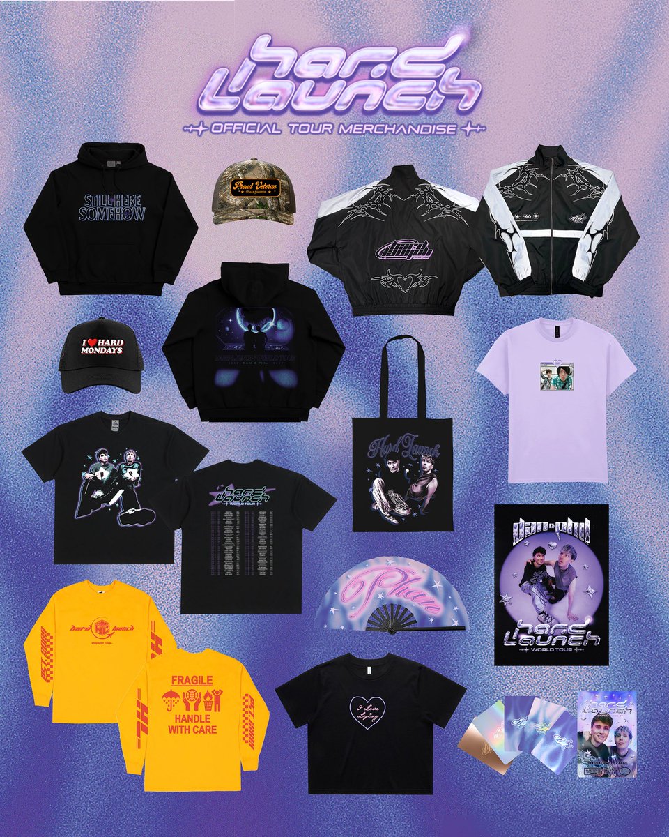 AmazingPhil's tweet photo. 💜 D&amp;P HARD LAUNCH TOUR OFFICIAL MERCH 💜 https://t.co/a3I3mOh1UX