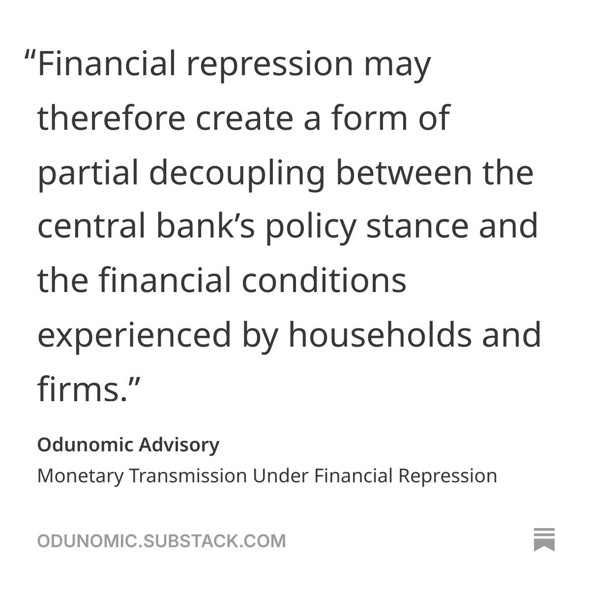 Odunomic's tweet photo. “…..The result is that the central bank may need progressively larger adjustments in its policy instruments to achieve the same effect on aggregate financial conditions.”

https://t.co/IjG5jBJE0t https://t.co/jYsQAE1Ysm
