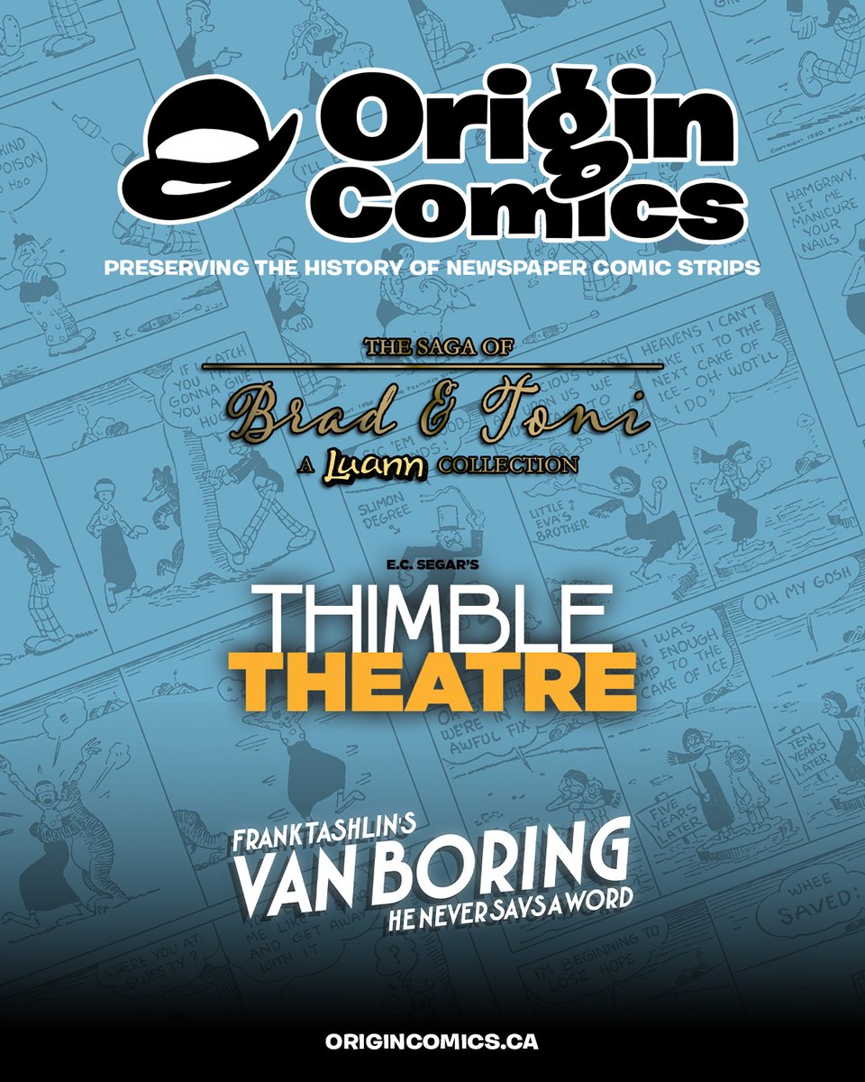 OriginComics_ca's tweet photo. Introducing ORIGIN COMICS! A brand new publisher aiming to preserve the art form of newspaper comic strips! Our primary vision is to design eye-catching collections of cartoonists’ work in book format.

More info: https://t.co/AEPsUKdYOz
Livestream: https://t.co/aRxa7tRPSa https://t.co/u1dkkWrWnO