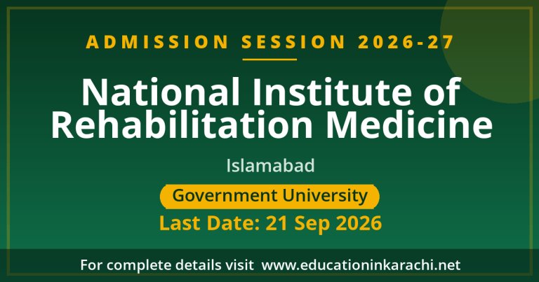 EduInPak's tweet photo. 🎓 National Institute of Rehabilitation Medicine Admissions 2026 are open!

📍 Islamabad   📅 Apply by 21 Sep 2026

👉 Eligibility &amp; how to apply:
https://t.co/Tsf5jUaWs0

🌐 More on https://t.co/MLpLH4TzeL

#Admissions2026 #UniversityAdmissions #AdmissionsInPakistan #Islamabad https://t.co/7UOqGUol5G