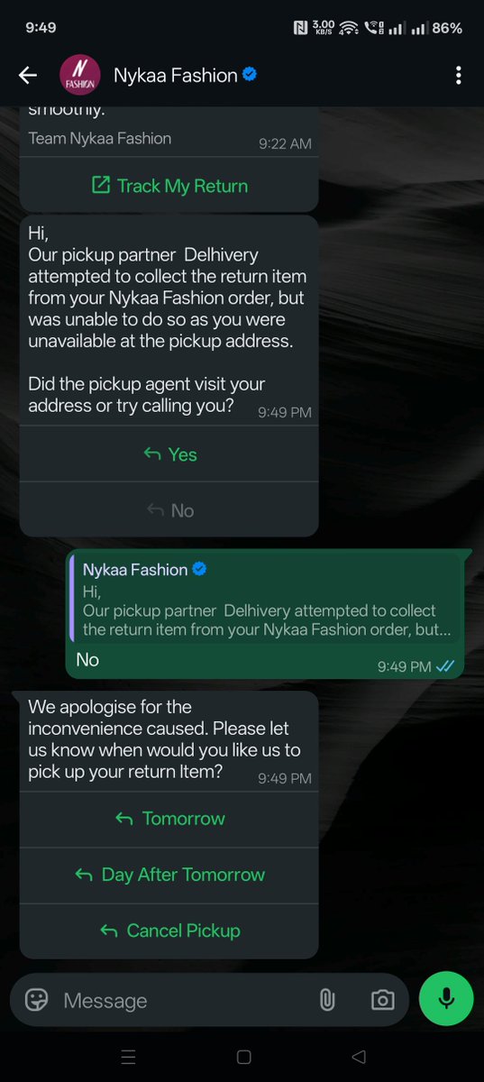 sethy_satyajit's tweet photo. Getting this message almost daily but no call for pickup what the hell I don't know process the refund asap. This is not picked up any more. Want resolution asap. Otherwise I will file a case against. https://t.co/BlQzgPJZns
