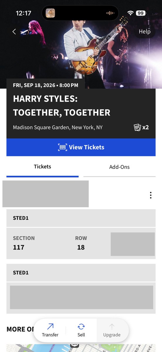 all_halerachel's tweet photo. Selling a Harry Styles ticket for 9/18 section 117! 

$389.27 (face value)! PayPal g&amp;s + fee only! 

Can show proof! DM if interested 💫

#HarryStylesTogetherTogether #HarryStylesNYC #togethertogether
#harrystyles #MSG https://t.co/yofl8YEwHF