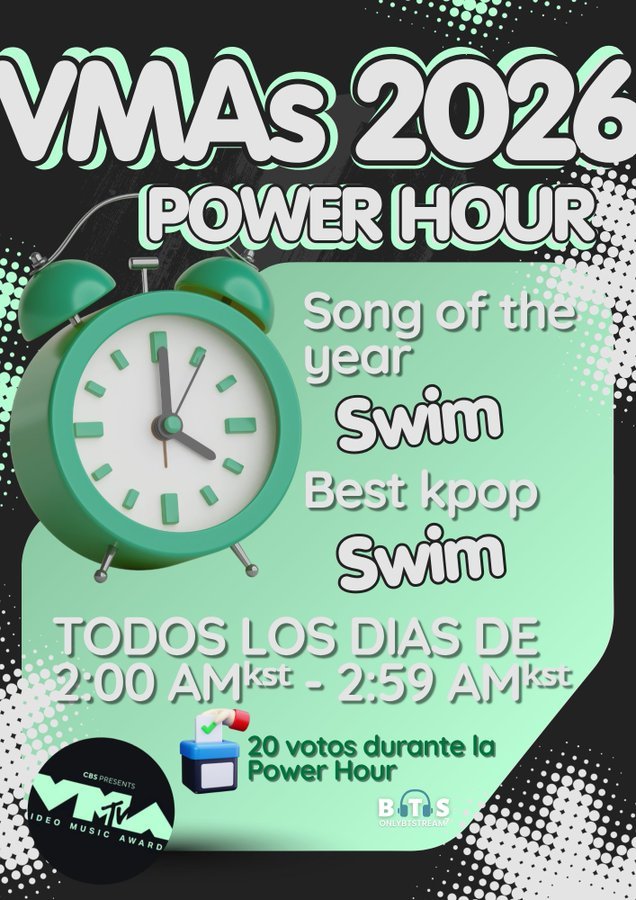 OnlyBTStream's tweet photo. 🗳️ | Ya comenzó el POWER HOUR de los VMAs! ‼️

Corré a dejar tus votos por 
@BTS_twt
 en las categorías Best K-Pop y Song of the Year 

🗳️ 20 votos durante el Power Hour

📲 Song of the Year: https://t.co/7C1mW2SbOO
📲 Best K-Pop: https://t.co/zVZyTOrtpX

⚠️ No es necesario votar en todas las categorías