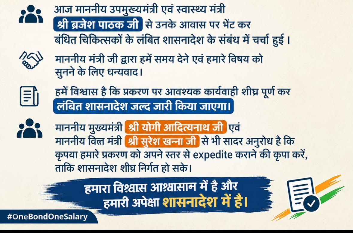 Updoctorsvoice's tweet photo. Assurances must translate into action. The long-pending GO cannot wait any longer.
@myogiadityanath @brajeshpathakup @SureshKKhanna https://t.co/eqRc4HpZbW
