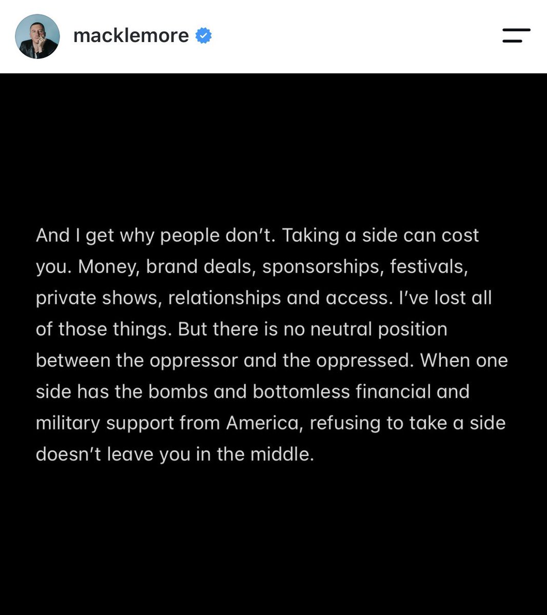 saiIormisandry's tweet photo. anche oggi massimo rispetto per macklemore che continua a essere l’unico vero esempio di integrità morale tra gli artisti occidentali. avrebbero dovuto seguire tutti il suo esempio anni fa ma si sa che la priorità dei ricchi è e sarà sempre quella di preservare i propri guadagni https://t.co/l6SROn8xjH