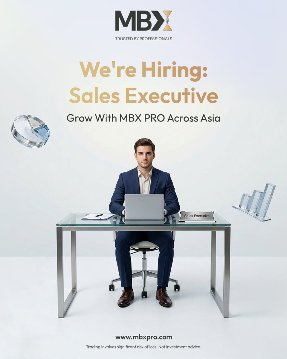 MBXProOfficial's tweet photo. 📢 We're Hiring: Sales Executive –MBX PRO 🌏
📍 Taiwan|Philippines|Malaysia|Thailand
💼 3–4 years' sales experience
Experience in financial services, brokerage or fintech preferred.Join a global team with competitive pay, incentives and career growth.
Apply now &amp; grow with MBXPRO https://t.co/U5W8rdi355