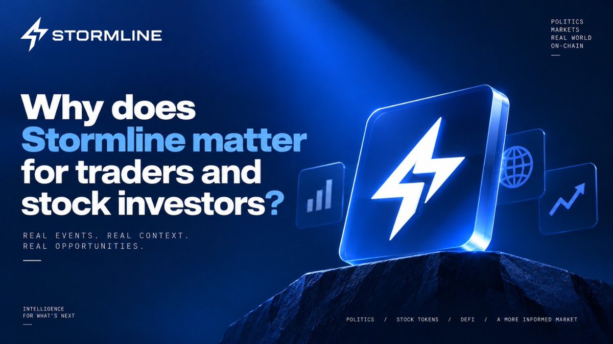 UseStormLine's tweet photo. Why does Stormline matter for traders and stock investors?

Markets react to elections, sanctions, conflicts, central-bank decisions, regulations, and economic data. Stormline organizes these global events into verified, source-backed intelligence before they become market noise. 

Stormline’s Geopolitical Impact feature helps users understand which market sectors and Stock Tokens may have relevant exposure to an event.

It connects verified events with canonical assets such as SPY, QQQ, VTI, and SCHD without claiming that correlation proves causation.

With Strategy Center, users can turn research into a structured plan:

• Select a verified event
• Choose an affected asset
• Decide to Hold, Increase, Reduce, or Wait
• Write a Core Thesis
• Define clear Invalidation Conditions

The strategy always remains user-authored.

Stormline brings geopolitical intelligence, official sources, market context, canonical Stock Tokens, and strategy evaluation into one live platform.

Built for traders exploring global markets and tokenized equities on Robinhood Chain.

@RobinhoodApp @vladtenev

https://t.co/eoF3RFyBVo