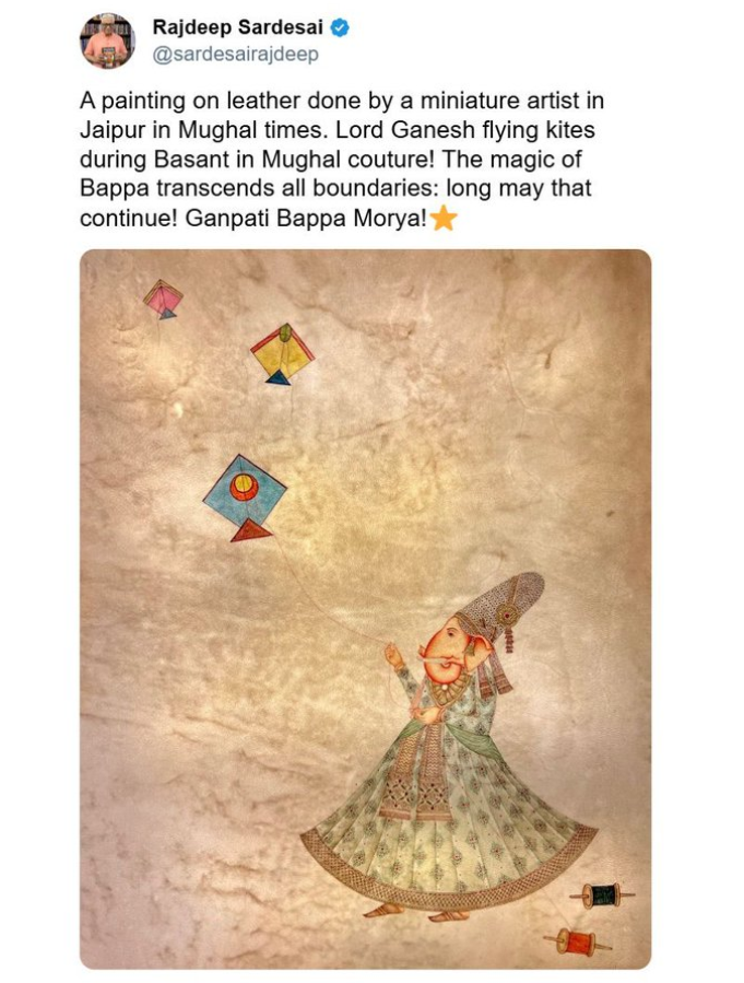 ShreeHistory's tweet photo. The painting is neither Mughal nor from Mughal times.
This was done by Riazuddin for Kaash Gallery in Bengaluru in September 2023.
Here is the picture from the gallery. Check the reply for other links. https://t.co/Nkbid6r40Y