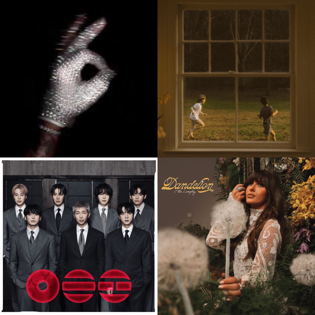 chartdata's tweet photo. Longest running #1 albums on the Billboard 200 in 2026 (weeks): 
ICEMAN, Drake 4
ARIRANG, BTS 3
The Great Divide, Noah Kahan 3
Dandelion, Ella Langley 3 https://t.co/mE6agnkJth