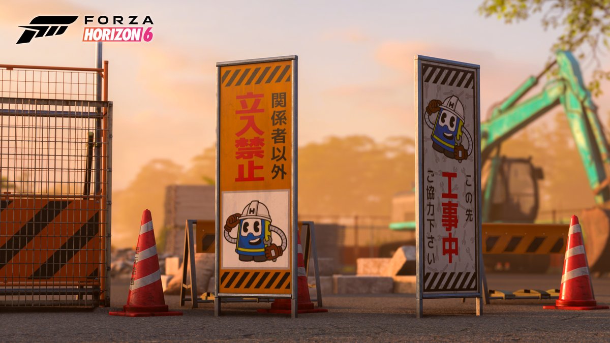 ForzaHorizon's tweet photo. AREA UNDER CONSTRUCTION. Get ready for a trip to the konbini, coming soon to a Festival near you. https://t.co/gbb8YlFmG8