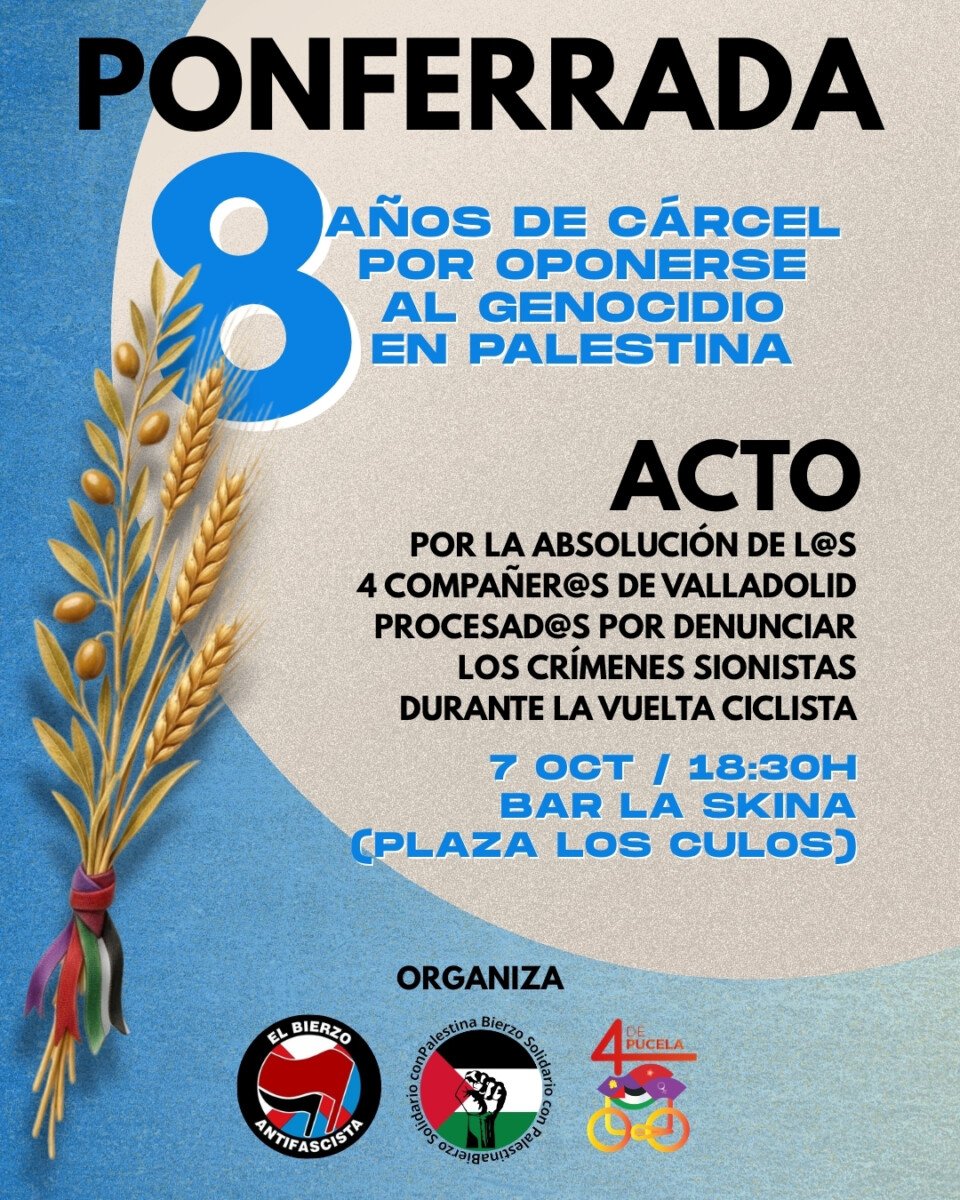 YescaCastilla's tweet photo. #Ponferrada 
🔸7 de octubre
🔸18:30h
🔸Bar La Skina (Plaza Los Culos) https://t.co/Zpeq1cxcQ6