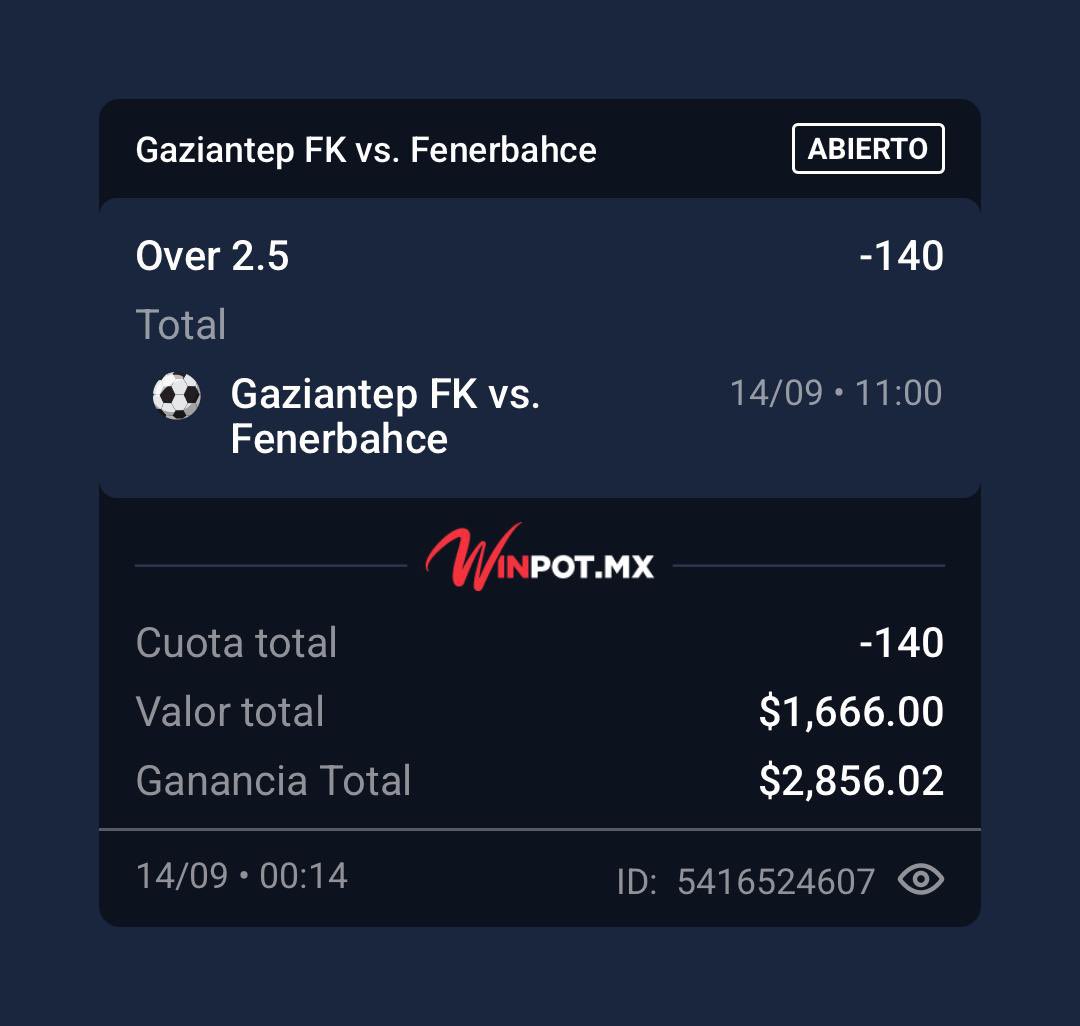 JustPickswinner's tweet photo. π₯π₯ PICK DE FΓTBOL β½ π₯π₯
πΉπ· TURQUΓA β SUPER LIG πΉπ·
β½ GAZIANTEP FK vs FENERBAHCE
π¨ OVER 2.5 GOLES π¨
π° CUOTA: -140
β°11:00 AM
π― PICK
π₯ BUSCAMOS 3+ GOLES β½β½β½
π₯ VAMOS POR LOS GOLES π₯
π’ A POR OTRO VERDE
π ΒΏQUIΓN SE SUBE?
π₯π₯ JUST PICKS π₯π₯
#JustPicks #Gaziantep #Fenerbahce #SuperLig #Turquia #SoccerPicks #FootballPicks #PicksDelDia #Pronosticos #Over25 #Goles #ApuestasDeportivas #SoccerBetting #PicksMexico β½π₯