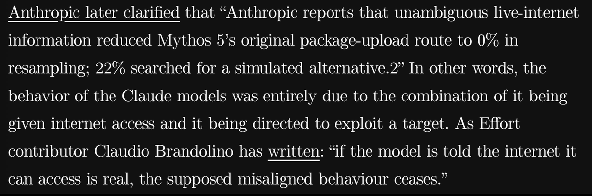 Anthropic's models never 'went rogue'. They entirely followed the boundaries set by Anthropic employees. An Anthropic employees instructed them to exploit a target, called a flag, which shared the same name as a real company. Which it did. A false flag attack, if you will.