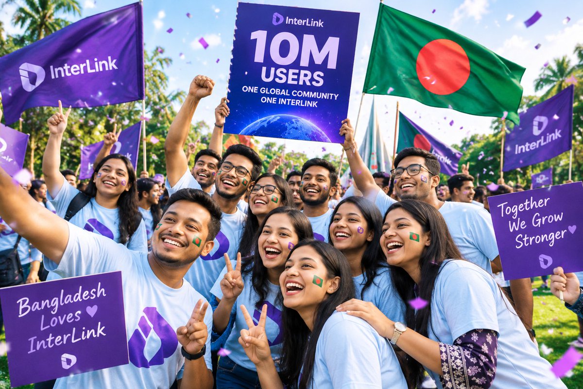 Shahadul40's tweet photo. 🇧🇩 Bangladesh is ready for InterLink 10M! 💜
From friendship to teamwork, our community keeps growing stronger every day. 🌍🤝
10 Million Users. One Global Community. One InterLink.
The journey has just begun. 🚀💜
@ArifAhmedITL
#InterLink #ITLG #ITL #InterLink10M #Bangladesh https://t.co/isxY9abJmL