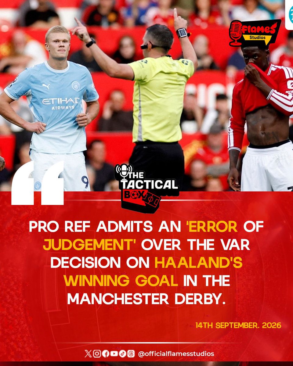 flamesstudios's tweet photo. Manchester City 1–0 Manchester United
Man City 1–0 Man United — Haaland wins it for 10-man City amid VAR controversy.
Pro Ref admits an “error of judgement” on the goal.
Chelsea 2–2 Hull City.
Brighton 5–0 Coventry — Dunk scores a stunner.

#flamesstudio #PremierLeague https://t.co/qZiyyaNtg5
