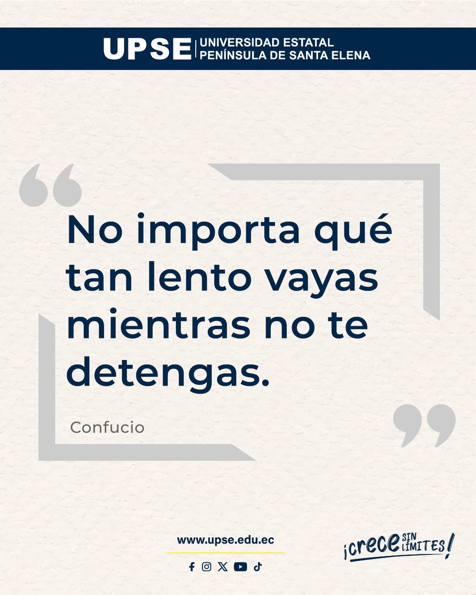 UPSE_ec's tweet photo. Tu camino universitario se construye paso a paso. No importa cuánto tardes, cada esfuerzo, cada desafío y cada aprendizaje te acerca a la meta que un día soñaste alcanzar. 

¡Sigue adelante, confía en ti y nunca dejes de avanzar! 💙

UPSE, #CreceSinLímites 🔝🎓 https://t.co/gjpCNHzDOr