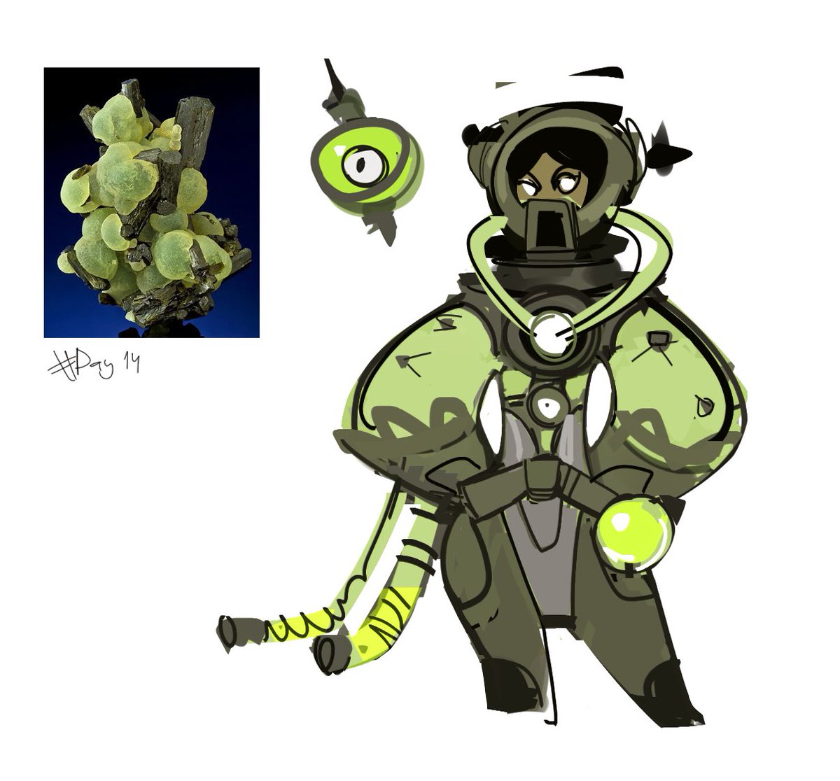 LButenkova's tweet photo. For me, it’s an alchemist who works with toxic materials!

My second idea was a cursed priest — if you flip the image, there’s a clear cross shape near the shoulder. I thought it’d be cool to add some creepy church stuff, but I wasn’t in the mood for horror today :D https://t.co/5FpOWDYG6R