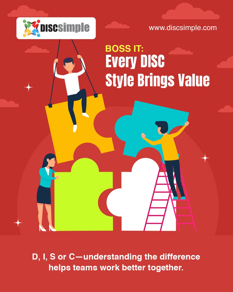 SarahOw18669013's tweet photo. D, I, S or Cโevery DISC style brings value. ๐ก
Understanding behavioural differences helps teams appreciate each personโs strengths, communicate more effectively, and work better together. No style is betterโstrong organisations need all four.
#BOSSIT #DISC #Teamwork https://t.co/tOwKpkBg4X