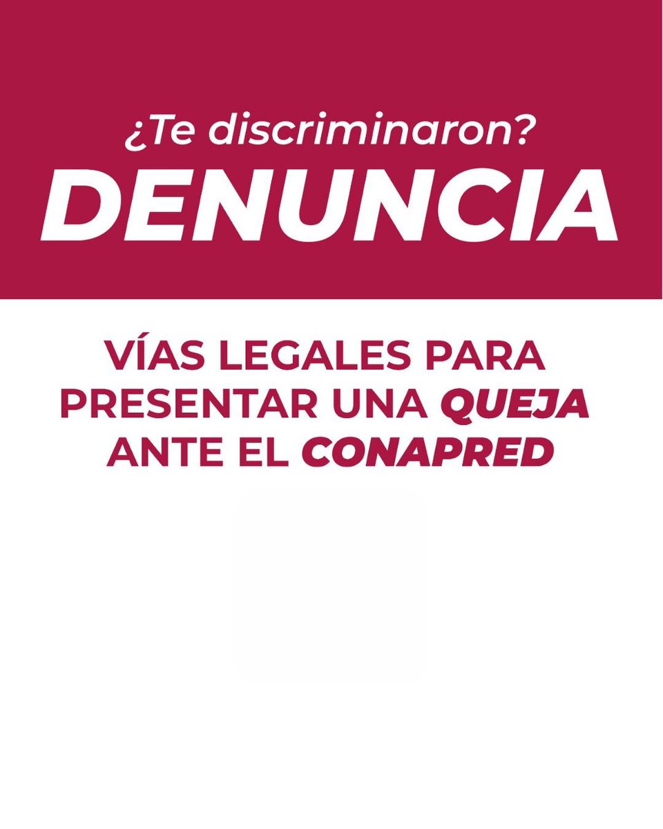CONAPRED's tweet photo. ¿Necesitas iniciar una queja o solicitar orientación? 
Es muy sencillo, lo puedes hacer a través de las siguientes vías.👇🏾

➡️Correo electrónico: quejas@conapred.gob.mx
➡️Teléfono: 800 543 0033 ext. 5250
➡️Formulario electrónico en la página web: https://t.co/nlIYqUuEkF
➡️Presencial o por escrito en: Londres 247 Col. Juárez, Alcaldía Cuauhtémoc, Ciudad de México.

¡Acércate al Conapred!