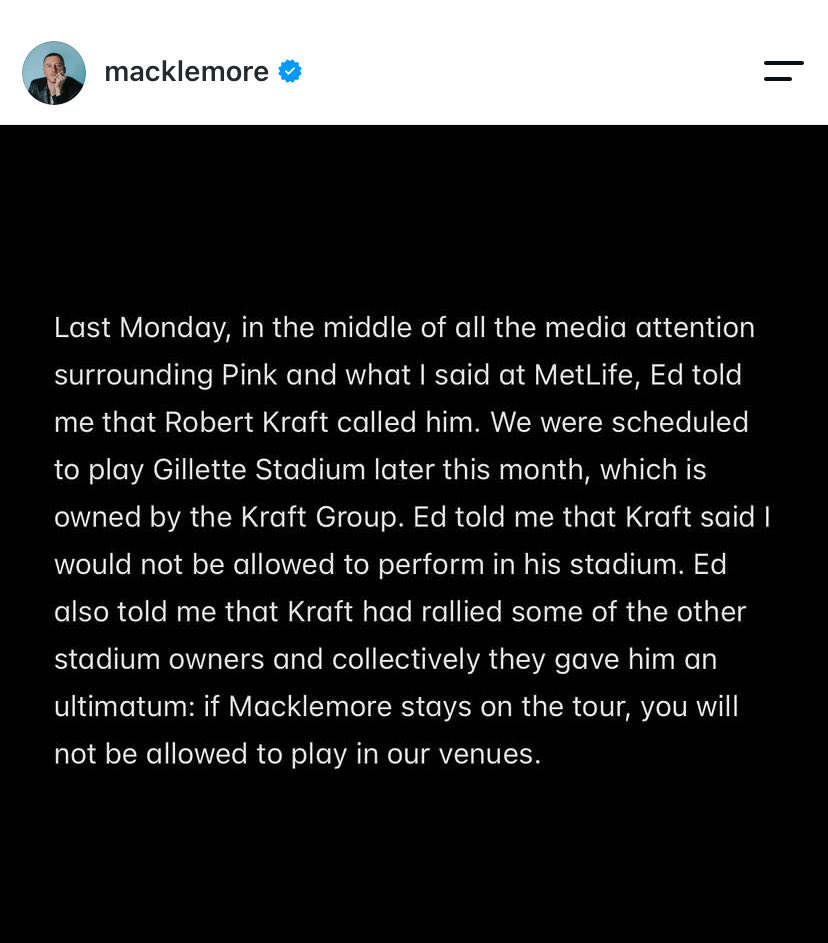 deedeehimawari's tweet photo. so Robert Kraft, one if the owners of Gillette Stadium has rallied a bunch of other stadium owner to ban Macklemore for being pro-Palestine. but when we say jewish zionists own the world we’re the bad guys? right right right https://t.co/ttKgnE99YL