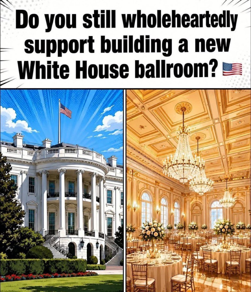 StephenMil48's tweet photo. 🗳️ Do you still support building a new White House ballroom?

A) Yes — Build it 🇺🇸
B) No — Don’t build it ❌ https://t.co/fgcvXkuC6B