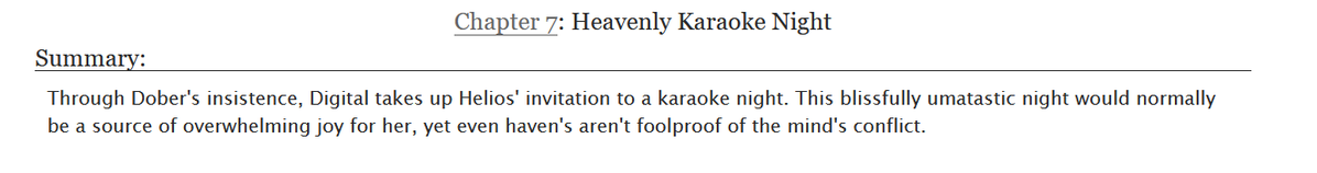 JustAnError505's tweet photo. CHAPTER 7 OF MY FIC IS ONLINE
Hey guys, remember when I originally wanted the fic to be more comedic?
Yeah... couldn't even keep that up with how things were going. 😩
Anyway, enjoy! And if not, that's okay! Thanks for your time!
#umamusumeㅤ
#DigiDober https://t.co/YQC6ZJtOme