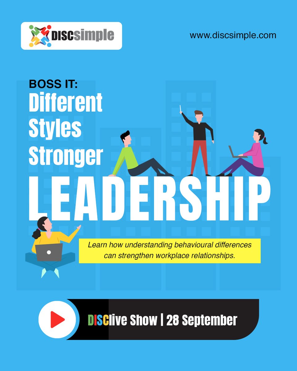 SarahOw18669013's tweet photo. Different doesn't have to mean difficult. 🤝
Join the DISC Live Show on 28 September to explore how understanding behavioural differences can strengthen workplace relationships, improve communication, and help people connect more effectively.
#BOSSIT #DISC #Leadership https://t.co/bkcqoFX4je