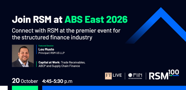 Sebouh's tweet photo. RSM is heading to #ABSEast! Join Lou Musto as he moderates "Capital at Work: Trade Receivables, ABCP and Supply Chain Finance" on Oct. 20, 4:45-5:30 p.m. We look forward to seeing you there. https://t.co/XlgluCv841 https://t.co/Ofcz47tqte