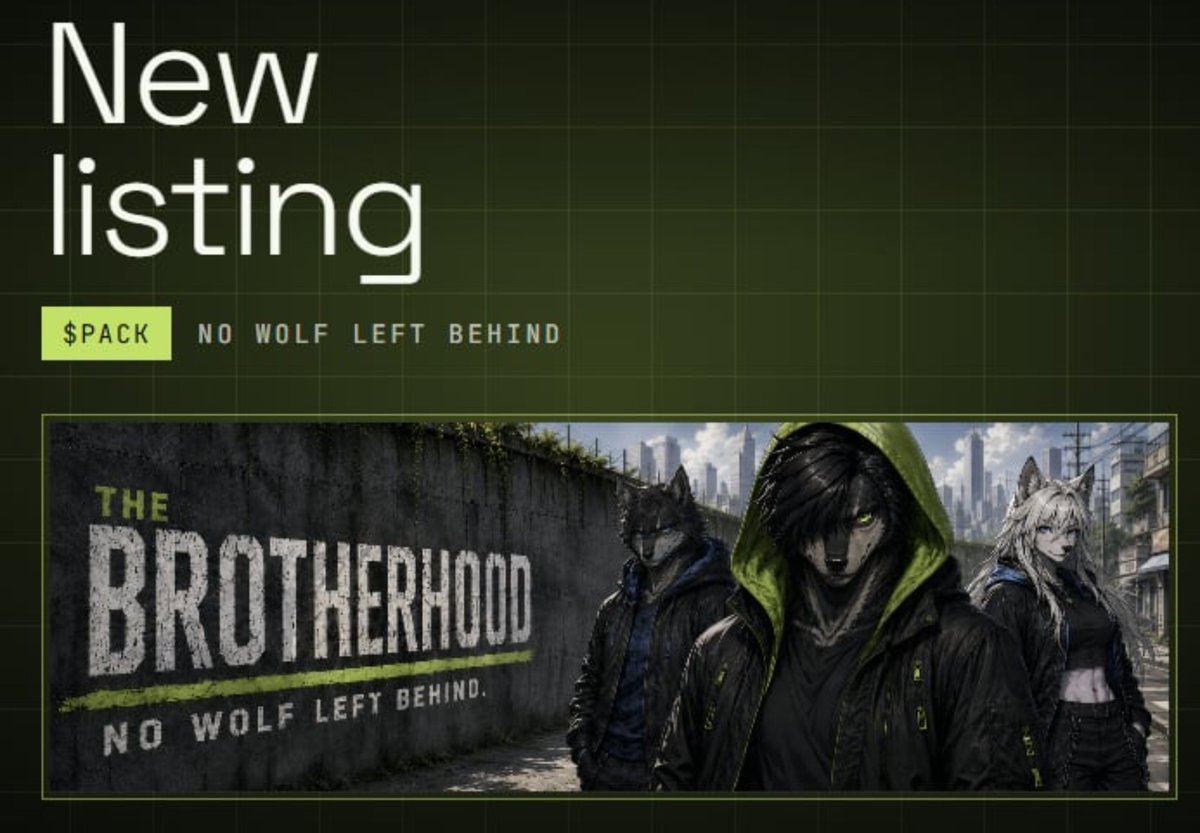 hoodmemecoins's tweet photo. New Listing 💥

Welcome @NoWolfAlone to the official Robinhood Meme Directory. 

For everyone who has been rugged, lied to or left behind. This time, the $PACK moves together. 

No wolf left behind 🐺 https://t.co/PPsh1pOofa