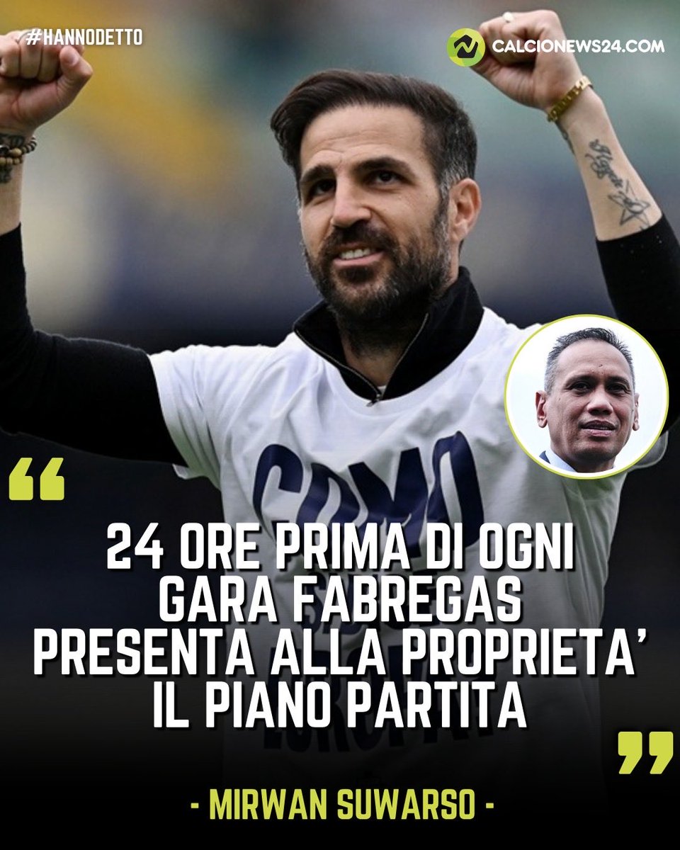 CalcioNews24's tweet photo. 📋 Un retroscena svelato da Mirwan Suwarso: 24 ore prima di ogni #gara, Cesc #Fabregas illustra il suo #pianopartita alla #proprietà del #Como.
🤝 Un metodo che dimostra la stretta #collaborazione tra l'#allenatore e la #società.
#calcionews24 https://t.co/AuqYLp1eAQ