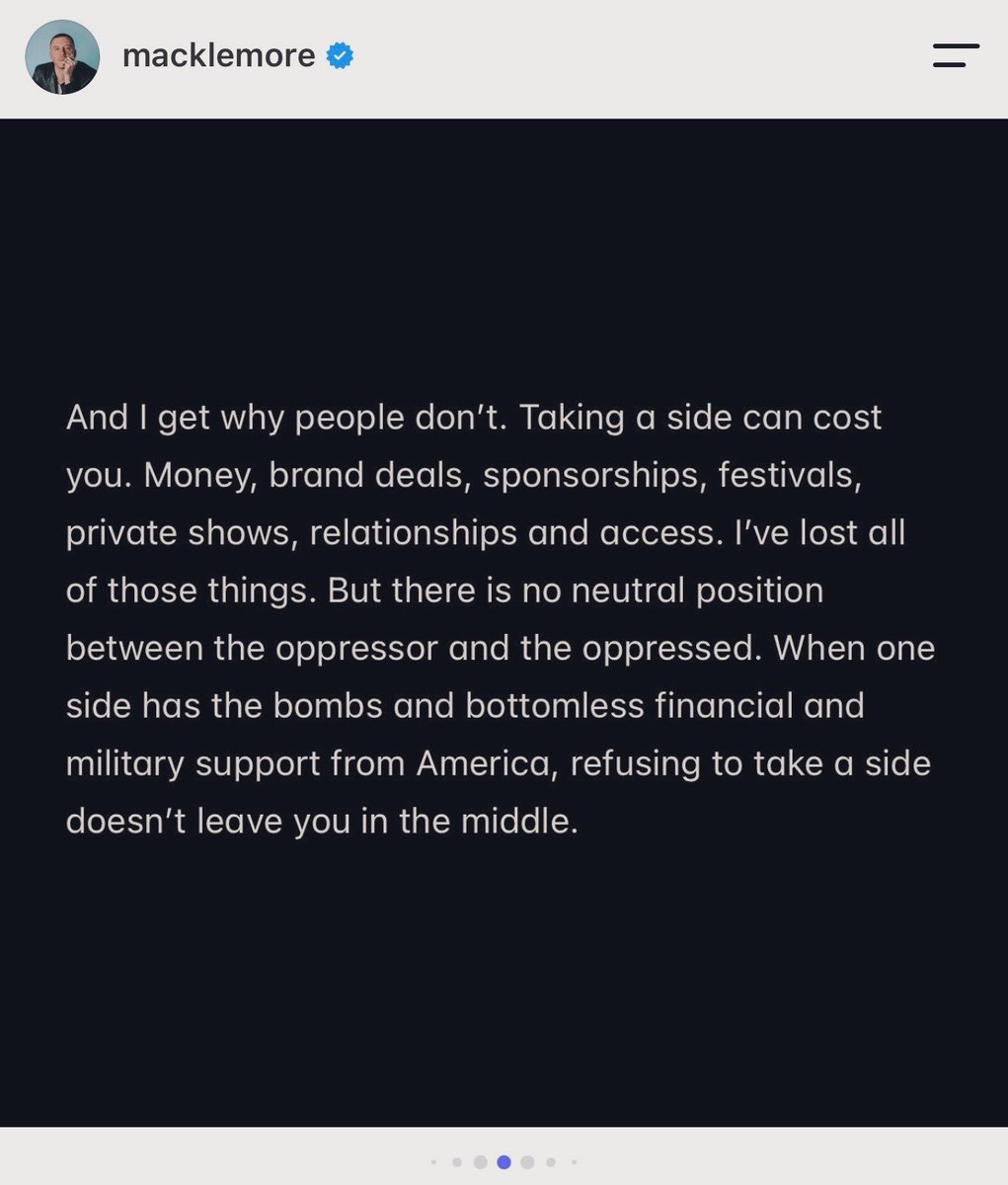HadiNasrallah's tweet photo. Probably the sharpest truth told to call out the cowards who traded their principles for a paycheck. We are all with you @macklemore https://t.co/7Sfg0eTdG4