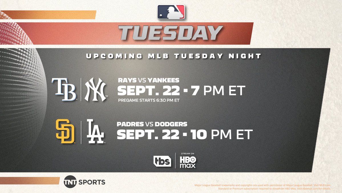 TNTSportsPR's tweet photo. TNT Sports announces the final doubleheader of the 2026 MLB regular season on Tuesday, September 22: https://t.co/fUBgr2YRgP