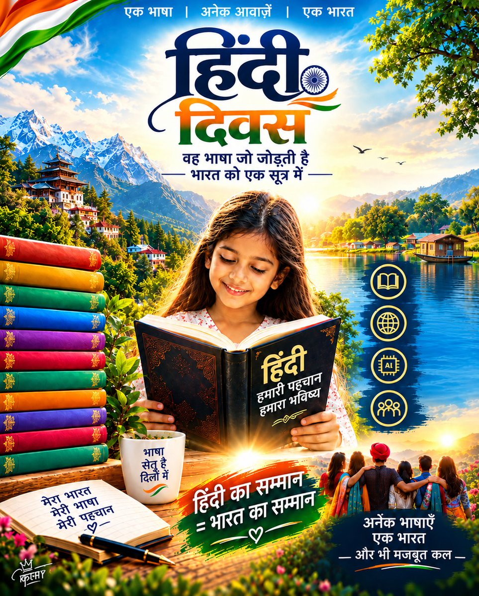 KktHpka's tweet photo. हिंदी दिवस सिर्फ़ भाषा का उत्सव नहीं, भारत की विविधता और पहचान का सम्मान है। 
हिंदी जोड़ती है, मातृभाषाए��� जड़ें देती हैं और वैश्विक भाषाएँ नए अवसर खोलती हैं। 

ग्लोबल बनें, अपनी भाषाई जड़ों के साथ। 

#HindiDiwas #IndianCulture #bharat https://t.co/JiqyUkTe90