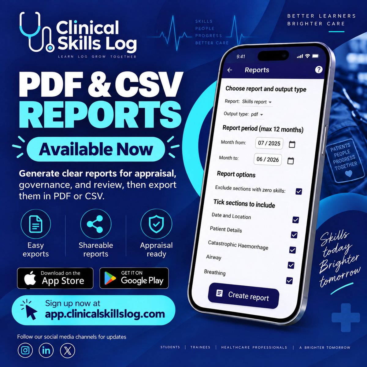 clinicallog's tweet photo. Download your skill reports in PDF or CSV formats. We have more reporting templates coming shortly! https://t.co/xyikLoQU0s