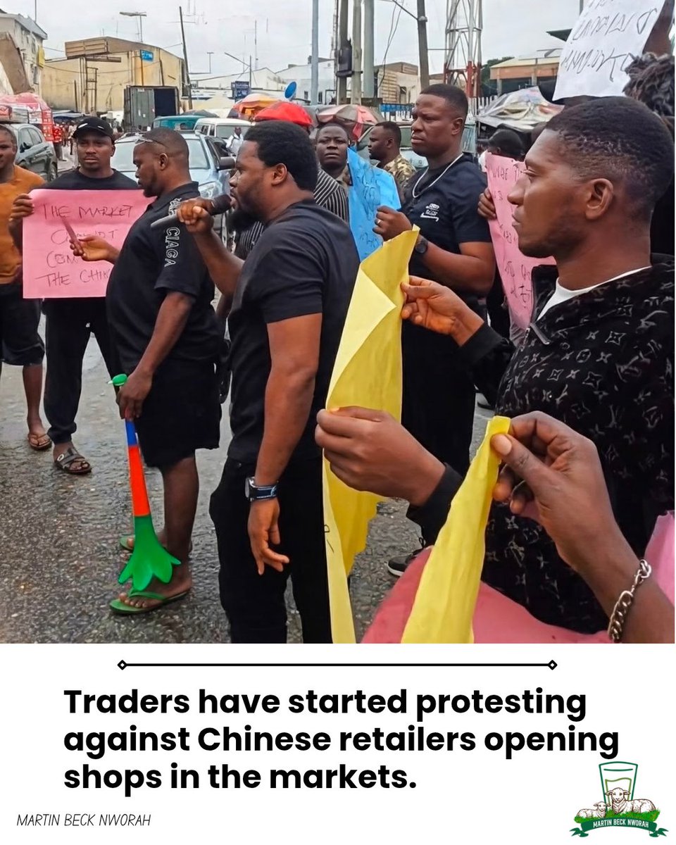 mbnworah's tweet photo. I made multiple posts about this issue last month and urged a defined approach to a solution, not realising it had gotten this bad. Now, traders inside the Lagos International Trade Fair Complex have staged a protest against Chinese merchants operating within the market. Which market will be next?

What is the issue?

The local traders and distributors argue that Chinese manufacturers and their wholesalers are bypassing traditional supply chains by opening direct retail shops within local markets. The protesters claim that Chinese sellers cut out local middlemen, offer products directly to consumers at wholesale rates and undercut local prices. Thereby threatening the livelihoods of local market traders.

The entire trading model is based on the middleman, and once the wholesaler becomes the middleman, the retailer is edged out.

It is not yet too late for business leaders and the government to discuss a strategy to encourage collaboration and protect all relevant interests.

Left on their own, I do not see these local traders surviving because the Chinese wholesalers have direct access to low-interest credit from home and can afford to import more, sell for less and capture the market easily.

While waiting for proper government-backed guidance, wealthy traders who can afford to go into manufacturing should do so now. If you cannot do it alone, team up with your social clubs and do something. If you cannot produce the finished product here in Nigeria, find an aspect of the value chain you can support and own right here at home.

Protests will not solve economic problems because buyers will always seek out the best prices they can get. Collaboration will work best because these traders get most of their goods from China. Stakeholders need to discuss and map out a solution as soon as possible.

There is fire on the mountain. 

#TheMBN

Martin Beck Nworah