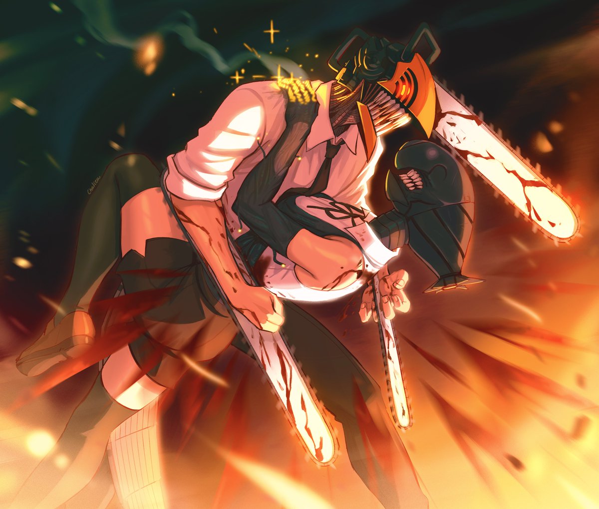 Chalseu_D's tweet photo. Deadly Dance  #ChainsawMan #Denji #Reze https://t.co/CKcRPx25yZ